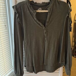 Pilcro long sleeve olive green top
